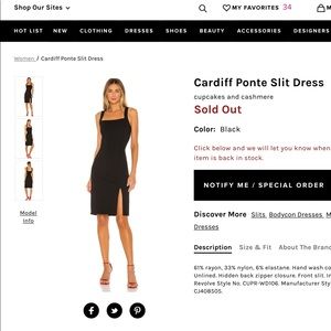 Revolve Black Slit Dress - M